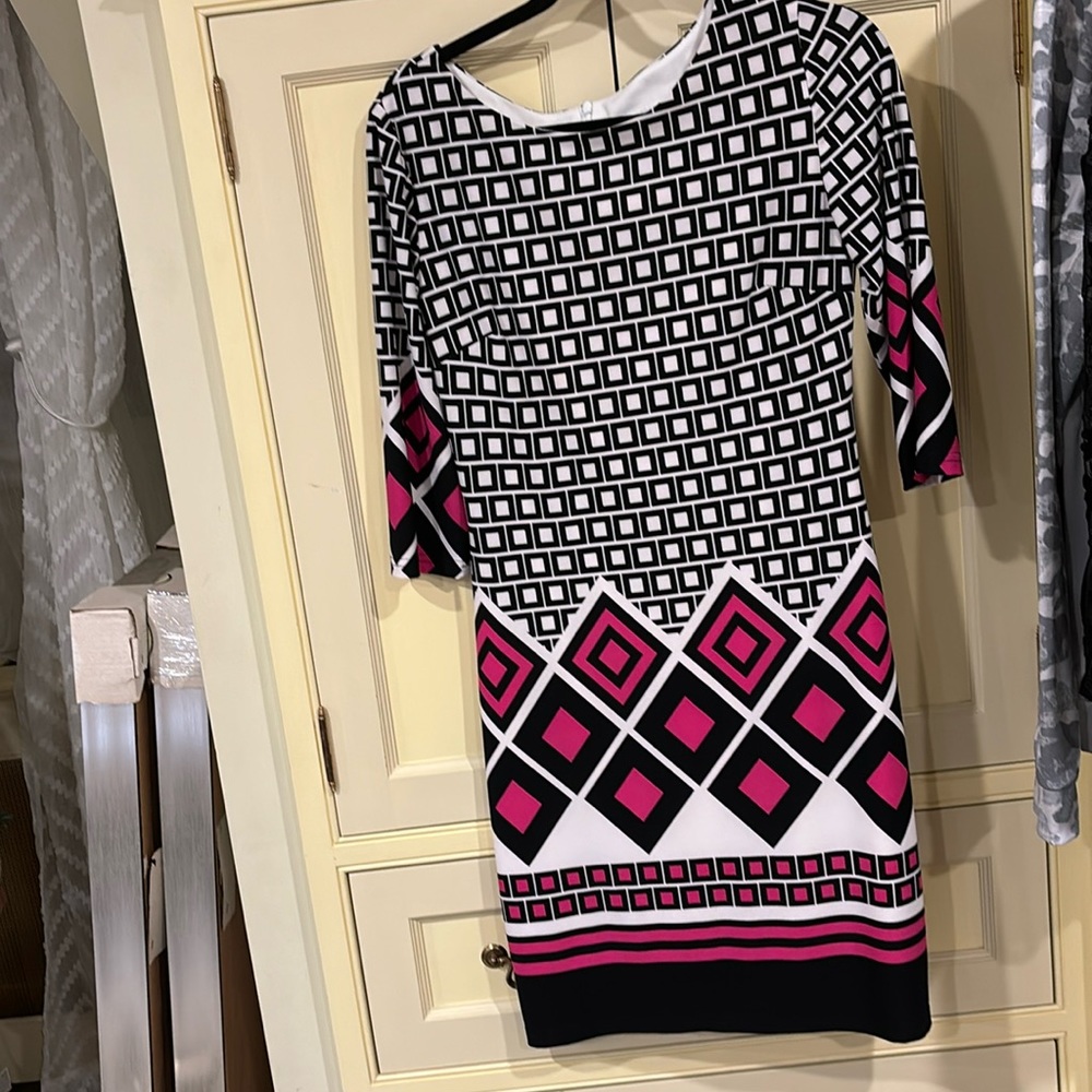 Joseph Ribkoff Dress‎ Black White and pink
